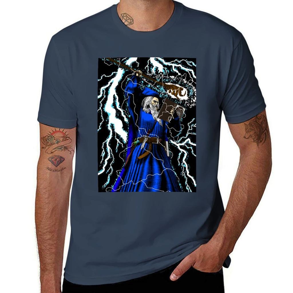 Merlin Traditional High Fantasy Wizard Blue TShirt Sun Block Outdoor TShirt