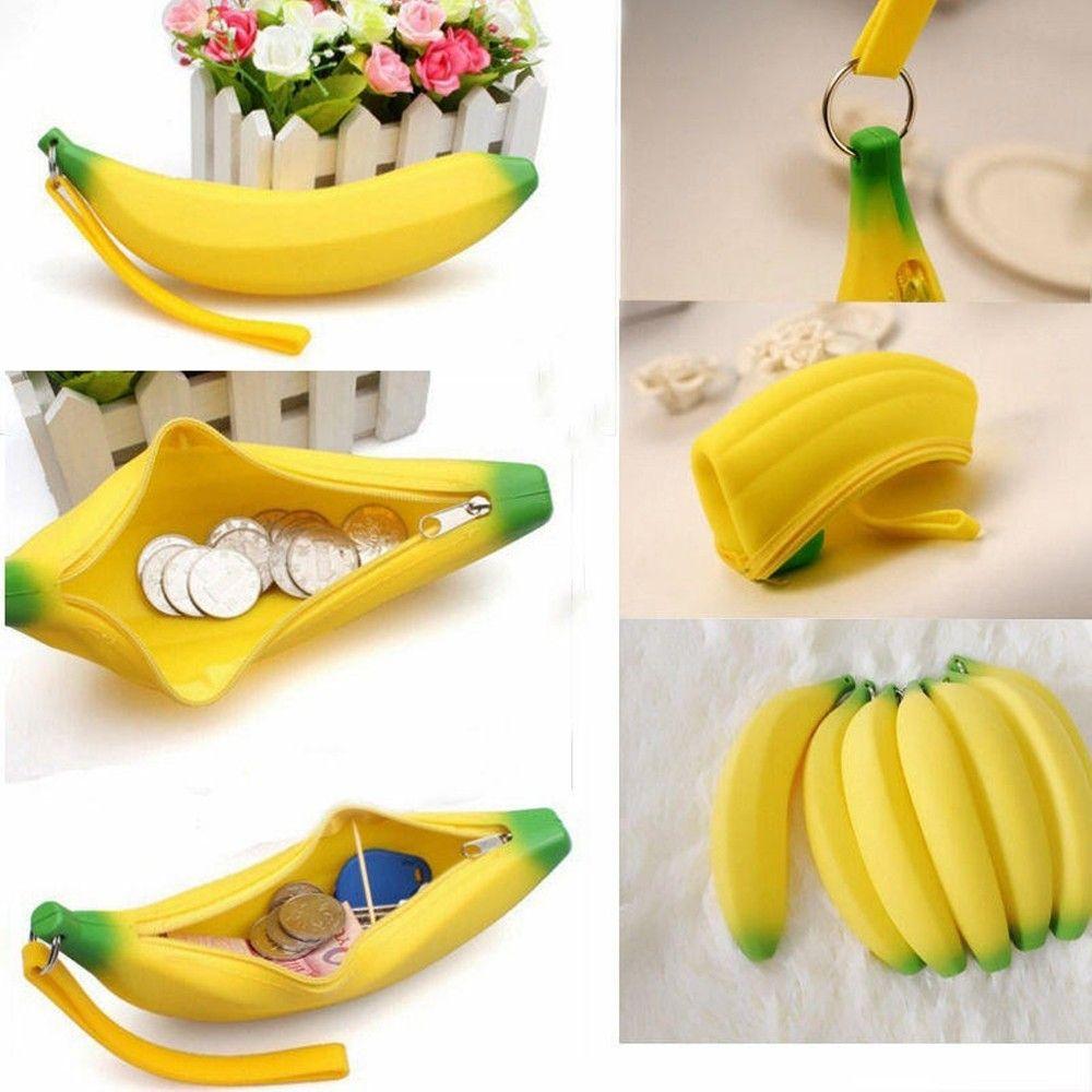 Organizer Hot Sale Silicone Portable Kawaii Coin Pencil Case Purse Bag Banana Pouch