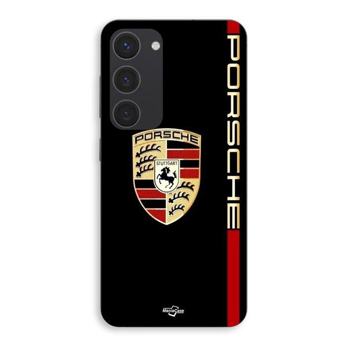 Phone Case - MANIACASE - Samsung Galaxy S23 - Silicone - Flexible - Black with PORSCHE Logo