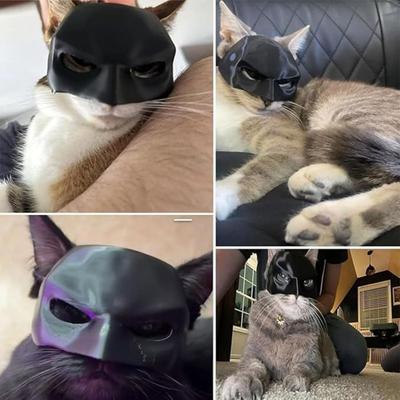 Yousheng Cat Bat Mask Half Face Bat Hero Cosplay Mask Cat Superhero Mask with Ear Holes for Halloween Costume Parties Pet Photography Prop