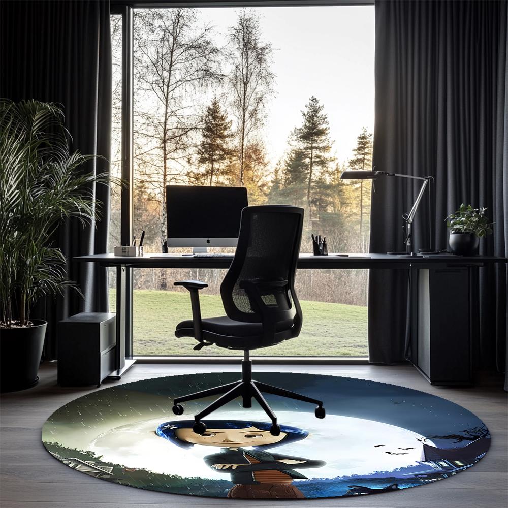 Coraline Printed Round Rug Carpet Chair Rug Area Rug Entryway Doormats,for Office Chair Living Room Bedroom Kitchen Room.