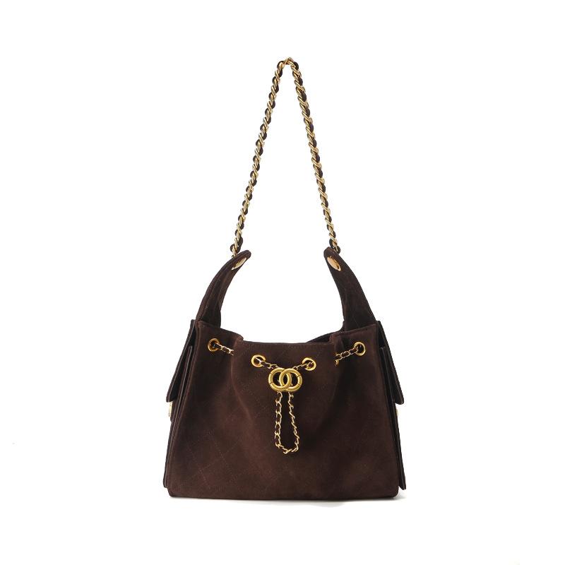 Ringotto Bag, Matte Leather, Small Fragrant Suede Chain, Underarm Bag, Suede Leather, Shoulder Commuter Bag, Women's