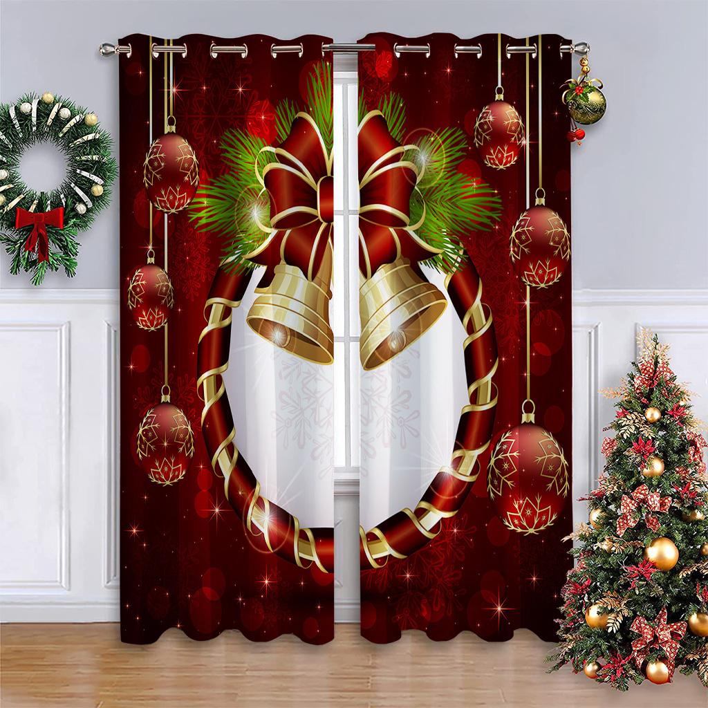 

Комплект из 2-х частей: левая и правая панели, рождественский колокольчик, красные водонепроницаемые уличные шторы, праздничное тканевое украшение, вечеринка, 150 166&Grommet Top