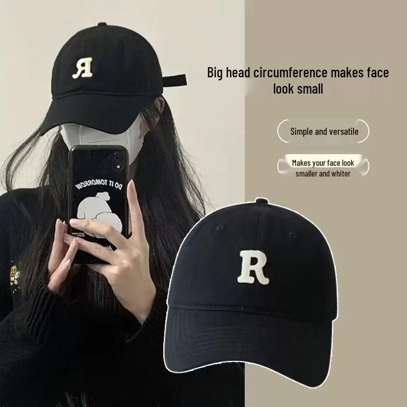 Unisex baseballová čepice s logem R, Velký střih, Zeštíhlující design, Univerzální kšilt, Ochrana proti slunci.