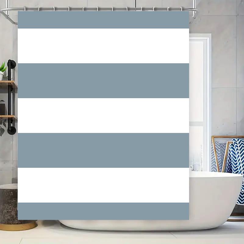 

Современная полосатая шторка для душа сине-белая декор для ванной комнаты для дома водоотталкивающая ткань легко вешается набор с карнизом в комплекте (Ничуть 90x180cm