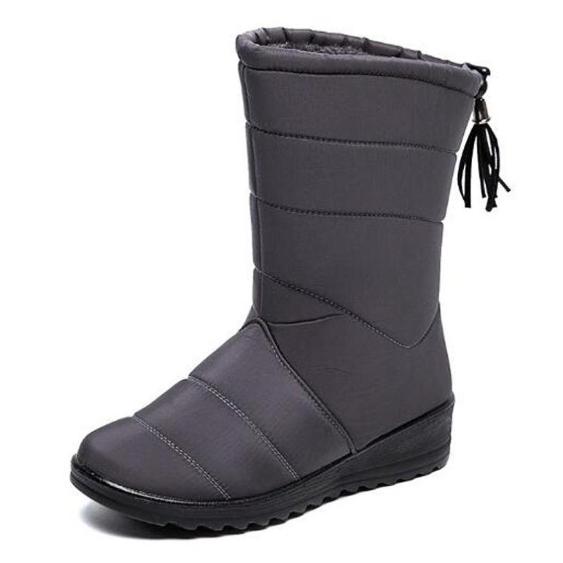 Wimter Mid-Calf Botas Femininas De Inverno Warm Large Size Tassel Wedge Waterproof Casual Women'S Snow Boots P269