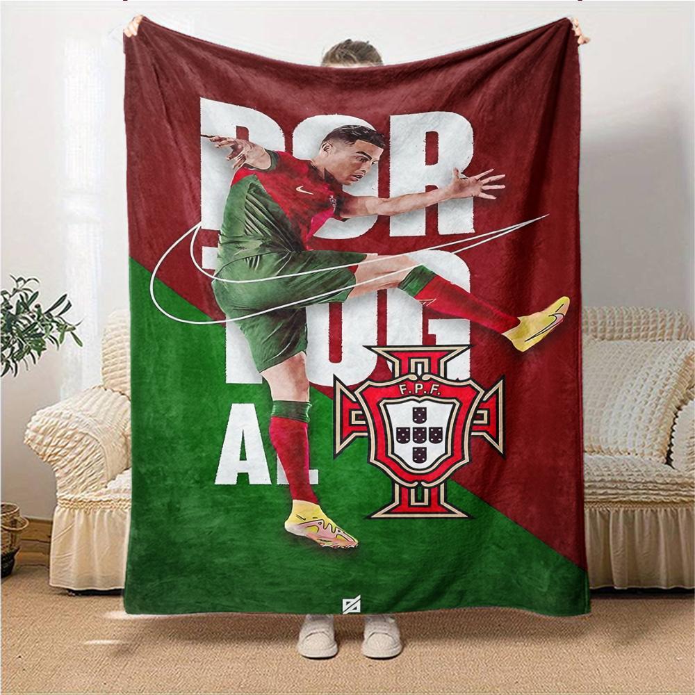 Portugal Football Spirit printed flannel breathable and warm blanket, a stylish home gift, suitable for home, office and bedspread use. 0713a15