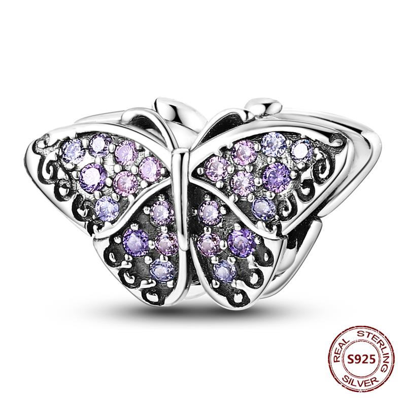 Chameleon Luminous Firefly Charm Fit  S925 Original Bracelets Butterfly S925 Silver Beads For DIY Jewelry Birthday Gift