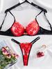 2024 New Embroidery Sexy Lace Two-Piece Erotic Red Hot Transparent Lingerie Mesh Underwear Light Control Thin 2 PCS Suit