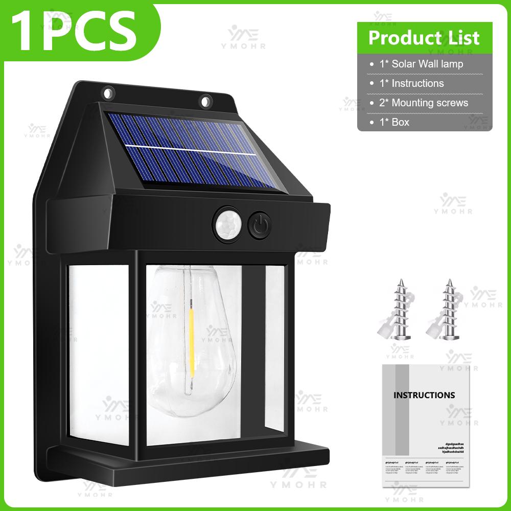 Vintage Solar Lights Outdoor Waterproof Solar LED Outdoor Lighting Warm Christmas Lights Outdoor Solar Lamp with Motion Sensor