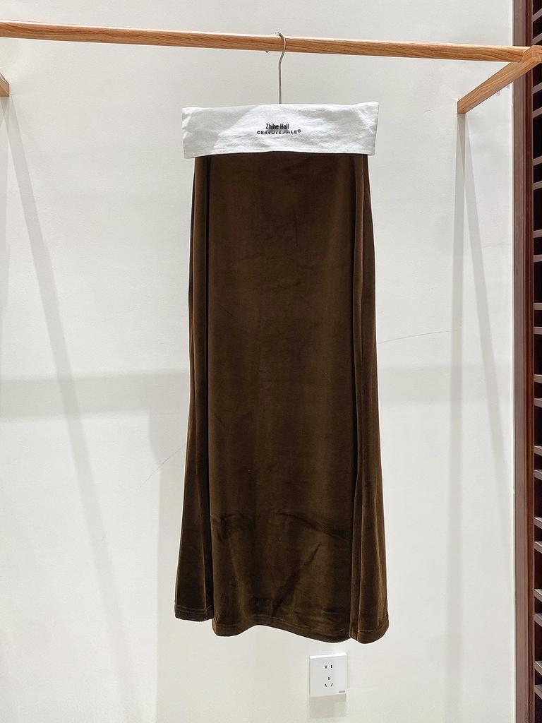 Samt-Fischschwanzrock mit hoher Taille - Damen Schlankmachend A-Linie, Nationalstil, Neu Herbst 2025