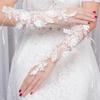 Luvas Longas de Renda Femininas Luvas de Noiva Sem Dedos com Alças para Dedos Pérolas Artificiais Elegantes Acessório de Luvas de Casamento para Chá da Tarde Baile Ópera Noite