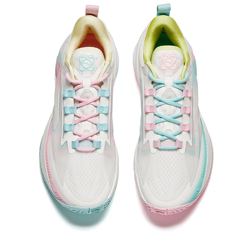 New Anta Instantaneous 1 Cushioning, Wear Resistant Low Top Basketball Shoes Men's White Pink Blue 912531109Q-2