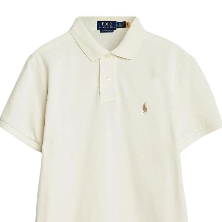 Polo Ralph Lauren Logo Embroidered Slim Fit Straight Cut Short Sleeve Polo Shirt Men Tops Beige 710557752-031
