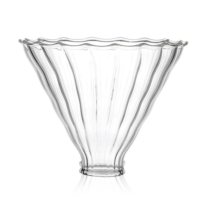 Thickened handmade glass coffee funnel V60 drip filter cup striped glass coffee filter
