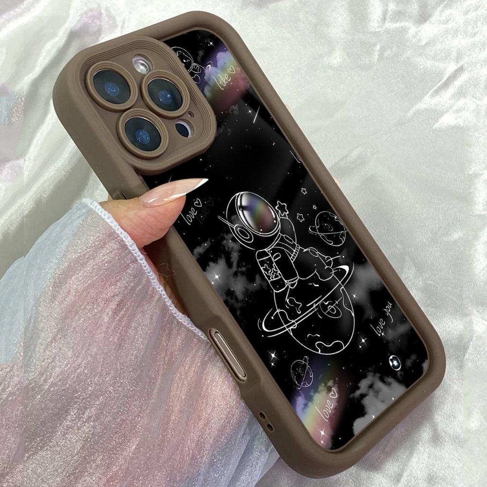 JT201 Cute Astronaut Space Moon for iPhone 17 16 15 14 Pro Max Samsung S26 S25 Ultra A17 A16 A07 A56 Xiaomi 15T Redmi 15c 14C Note 13 Soft TPU Case