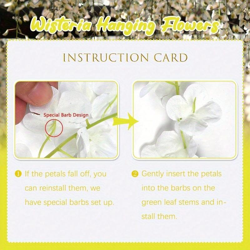 Artificial Wisteria Hanging Flowers Fake Wisteria Flower Silk Vines Rattan Decor For Home Wedding Arch Wall Garden Greenery Bedroom Outdoor