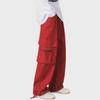 Unisex Red Retro Street Hip-Hop Wide-Leg Overalls