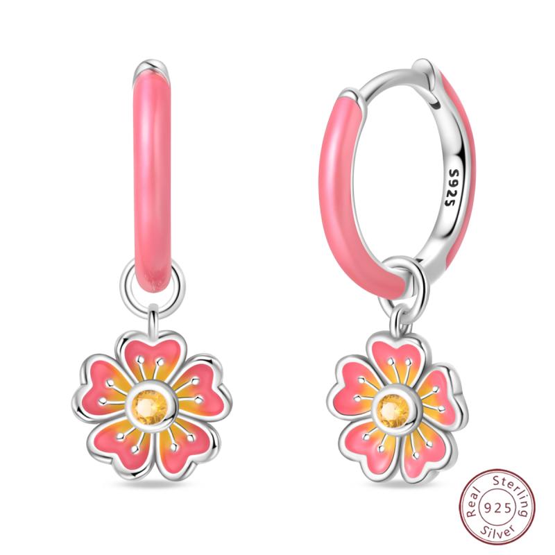 Sweet 925 Silver Ladybug Butterfly Dragonfly Iris Flower Design Earrings Fit Wedding Parties Exquisite Jewelry