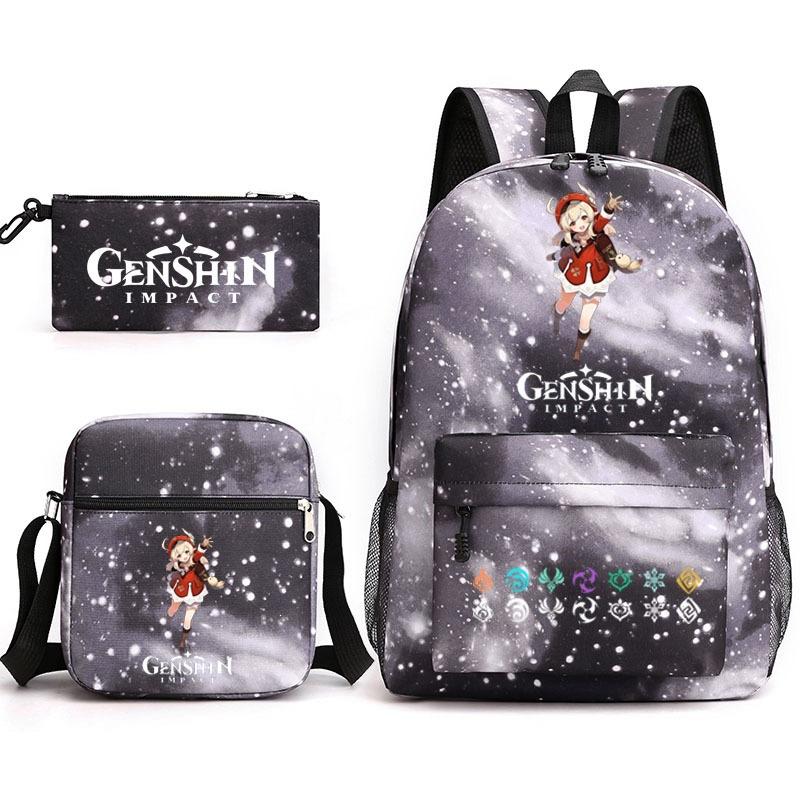 Genshinimpact Yuanshen School Bag Three-Piece Pencil Case Shoulder Bag Backpack