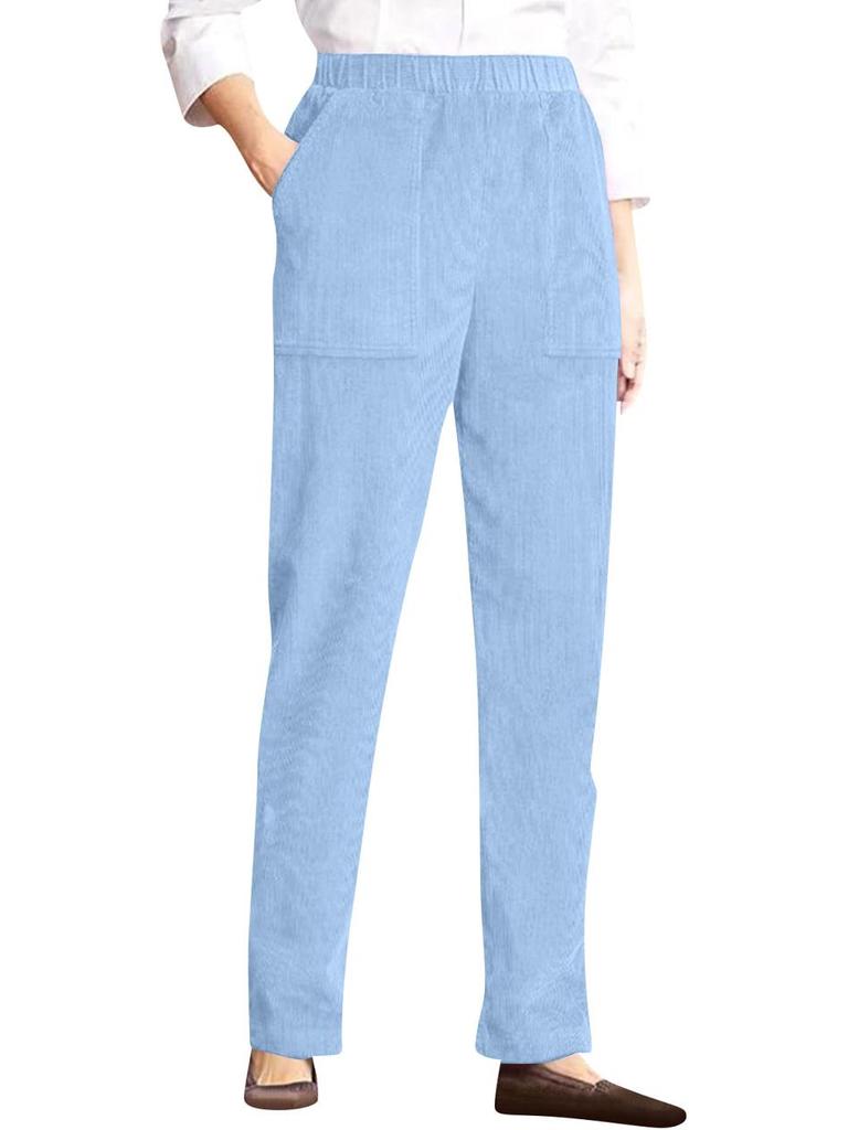 Women's Autumn/Winter Corduroy Elastic Waist Straight-Leg Pants