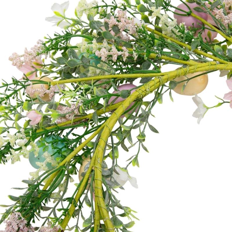 Easy Hanging Easter Eggs Flower Wreath Plastic Holiday Decoration Garland Perfect For Front Door Wall Display