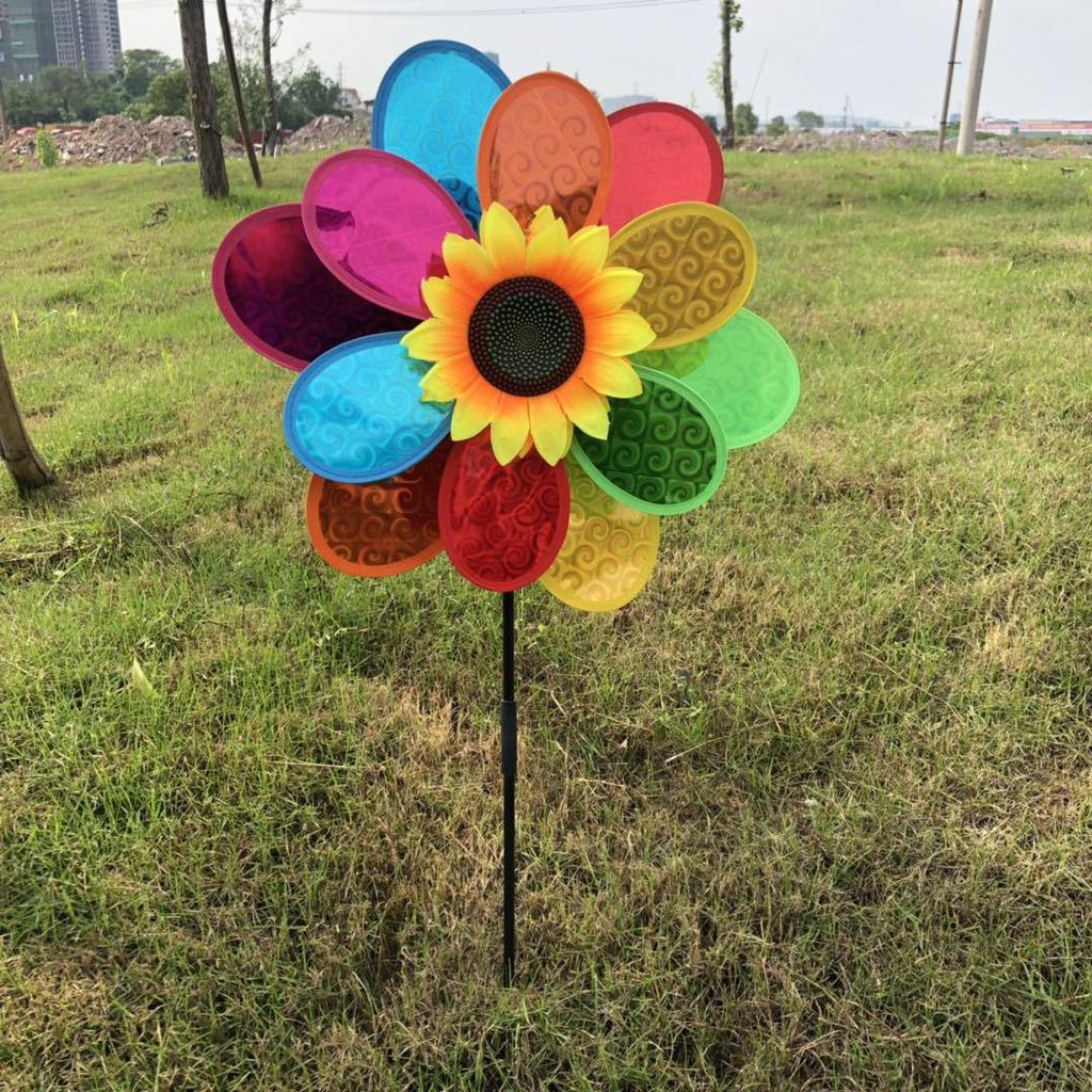 Children's Smiley Face Sunflower Pinwheel with Cartoon Design