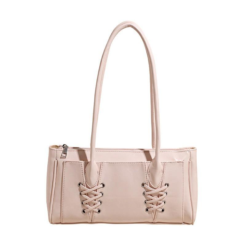 

High-end Underarm Bag Female Niche Design Lace Large-capacity Commuting Tote Texture All-matching French Stick 33x9x17cm рожевий
