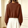Women's Oversized V-Neck Knit Cardigan with Long Sleeve Sweater