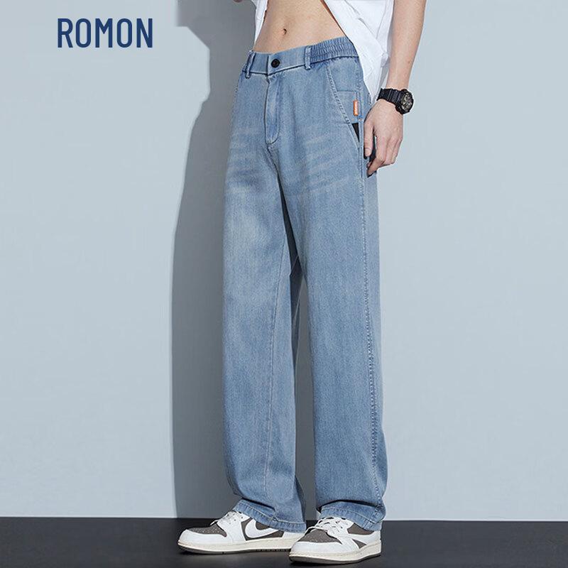 ROMON Men s Tencel Blend Loose Straight Fit Jeans 31