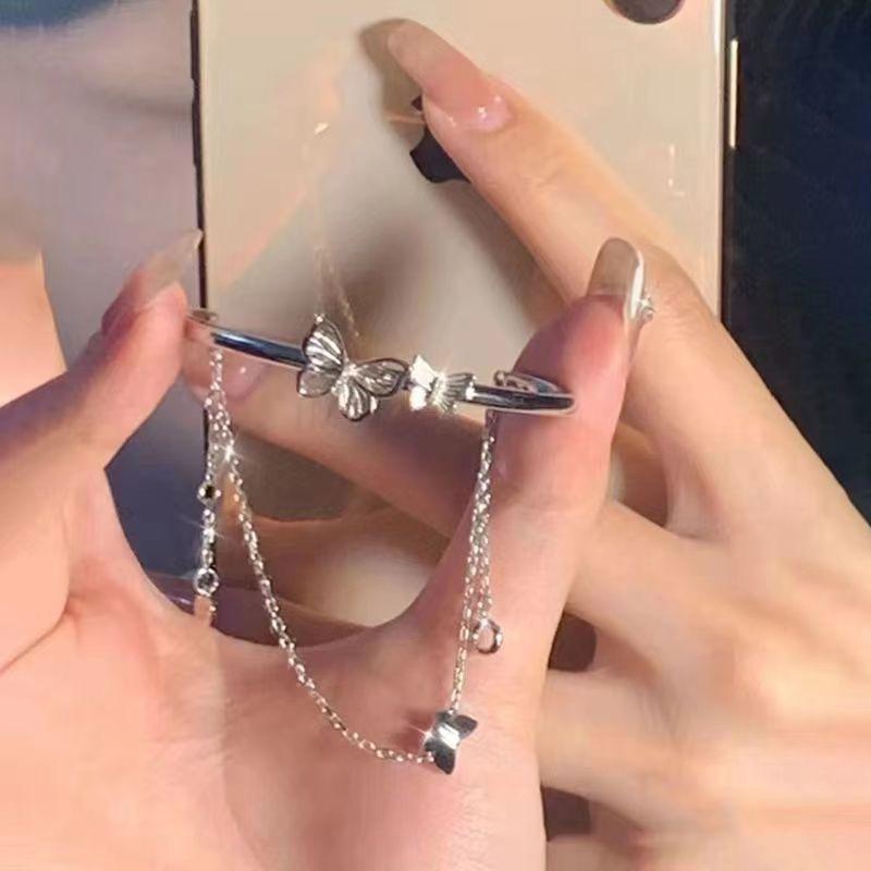 Ins Wind Fairy Temperament Butterfly Bracelet Female New Niche Design Half Bracelet Half Chain Fringed Bracelet Bracelet
