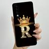 Back Cover For Huawei P30 ELE-L29 P 30 Pro VOG-L29 Crown Initial Letter Phone Case Liquid Soft Silicone Lens Protective Casing