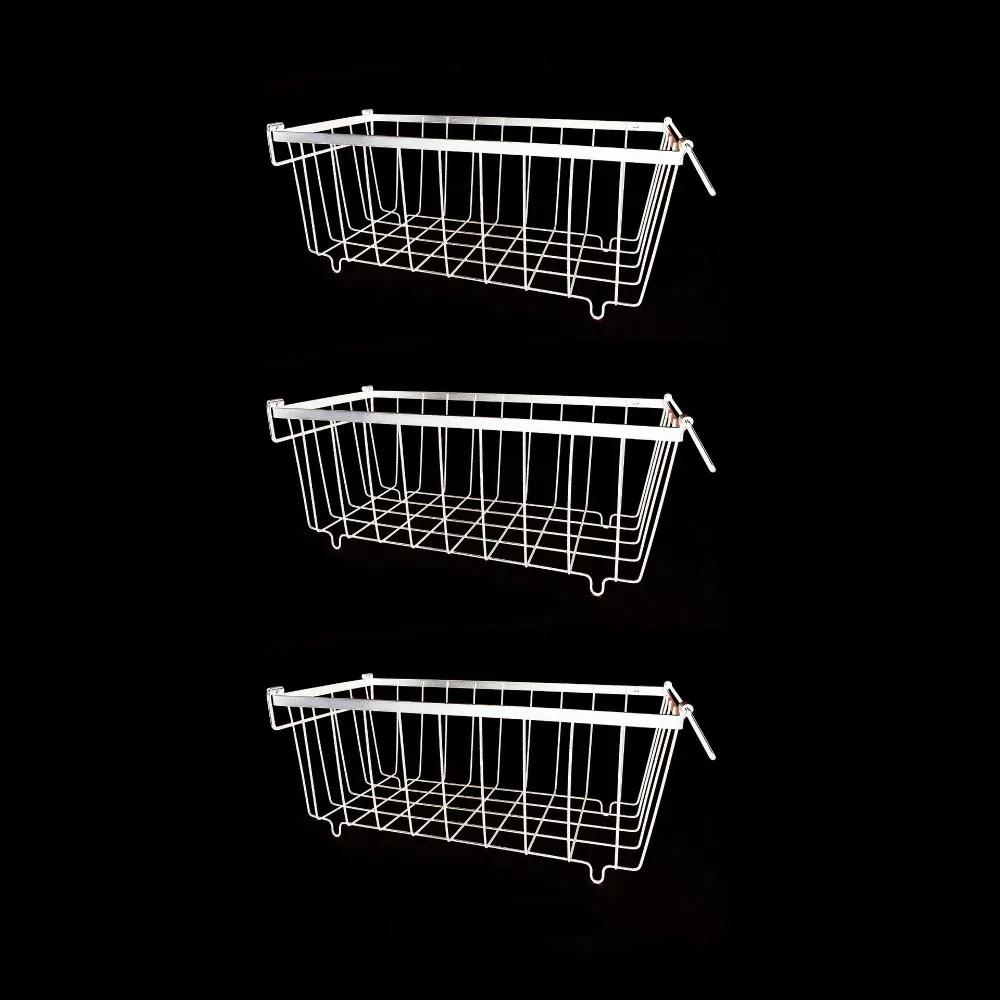 3pcs/set Foldable Handle Fridge Storage Basket Kitchen Racks Organizer  Frozen Food Storage