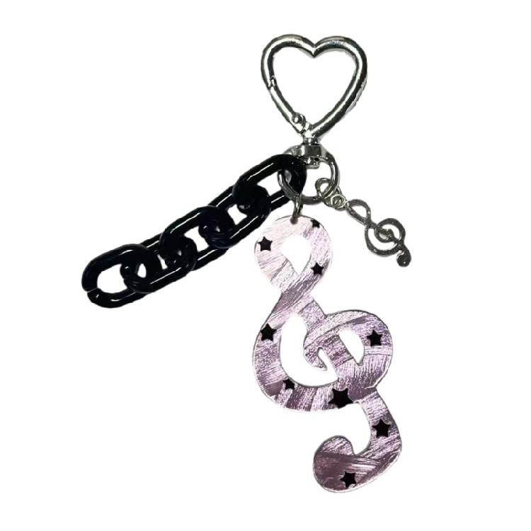 Charming Dotted Stripe Keychain Premium Acrylic Material Everyday Carry Essential Musical Symbol Key Holder
