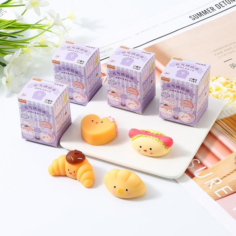 Random Soft Squeeze Dessert Blind Box Kawaii Croissant Shape Stress Relief Toy Independent Pack for School Reward Gifts