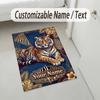 Tiger Forest Theme Soft Crystal Velvet Rug Custom Name & Text Print Non Slip Floor Rug for Bedroom Living Room