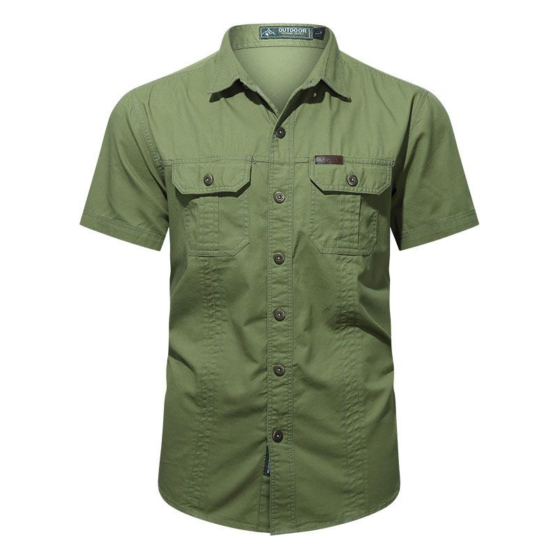 Spring Summer Autumn Spring Men Shirt Short Sleeve Pocket Shirts Outdoor Casual Colthing Overshirt