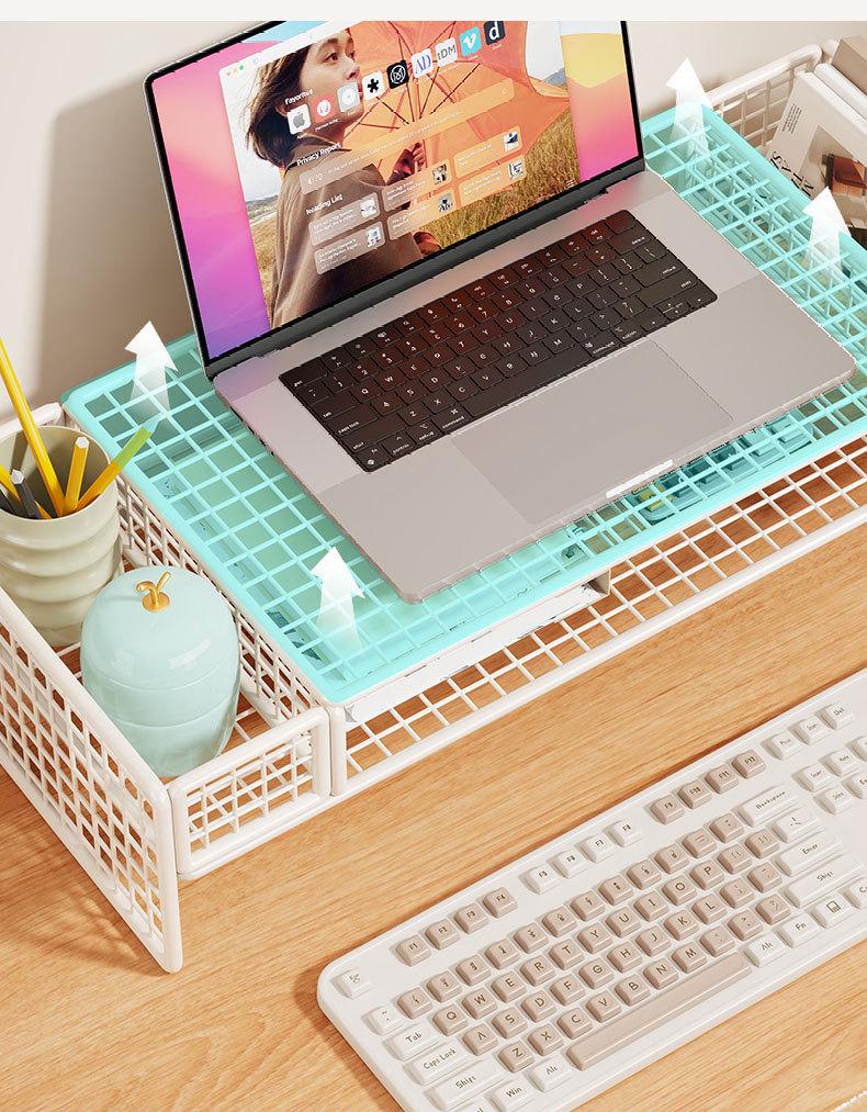 Adjustable Laptop & Monitor Stand with Storage Shelf