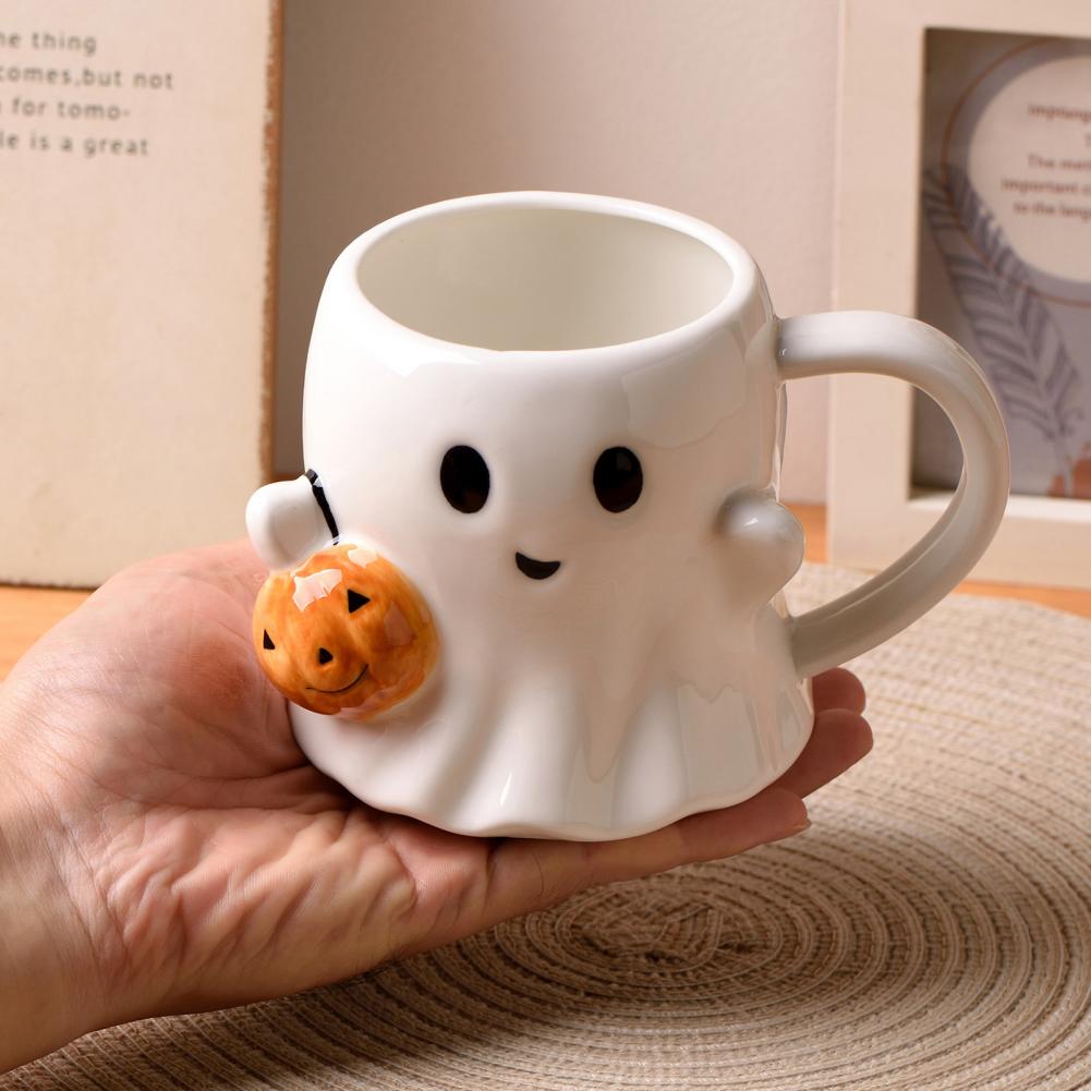Thermotransfer Keramiktassen Set 1/2 Keramik Geister Kürbis Design Tassen 3D Effekt Wasserbecher für Bar Küche für Halloween