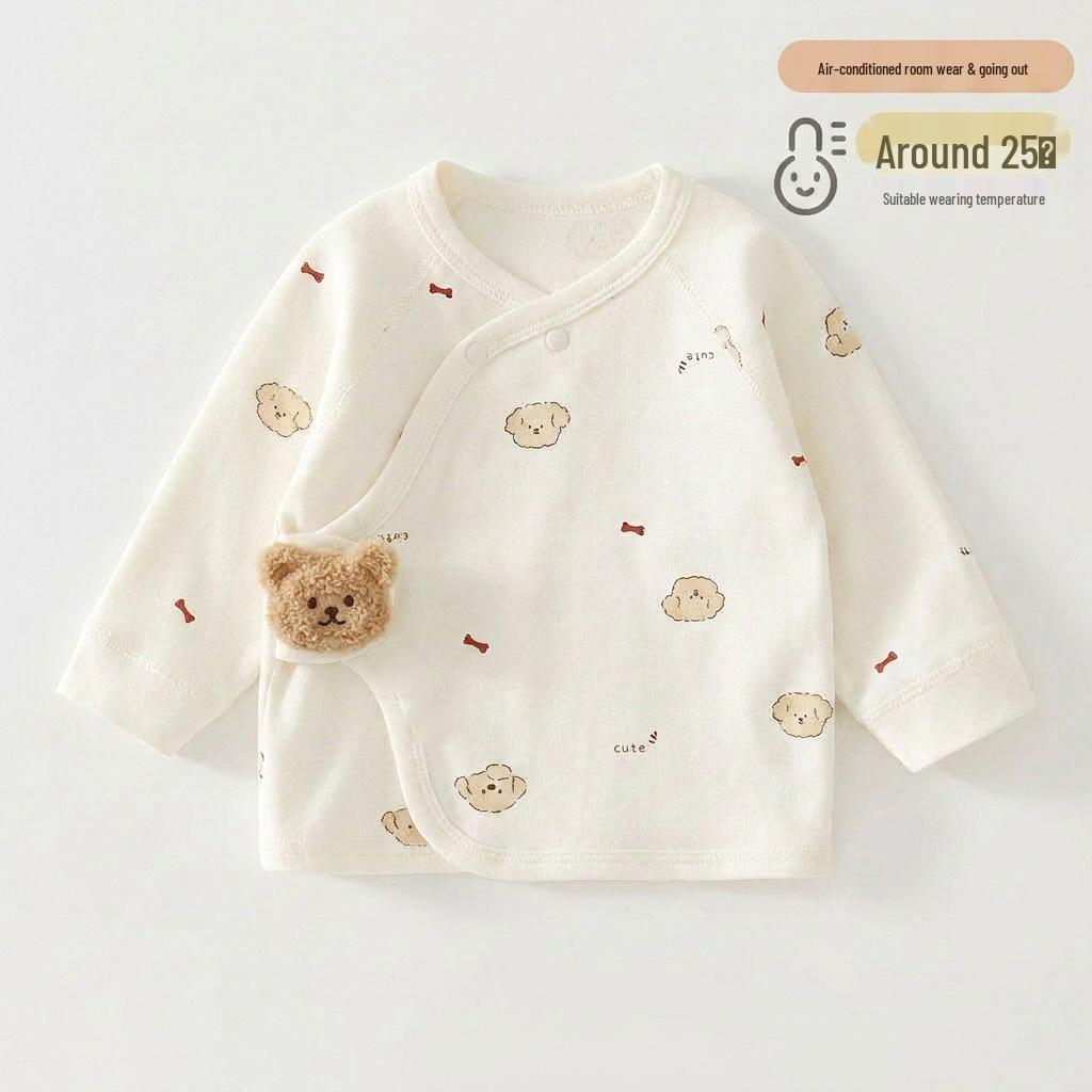 Newborn Half-Back Cotton Top - 0-3 Months, Spring/Autumn Baby Confinement Wear