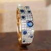 Blue Crystal White Zircon Small Round Stone Rings For Women Vintage Fashion Gold Color Ring Wedding Jewelry Mother's Day Gifts