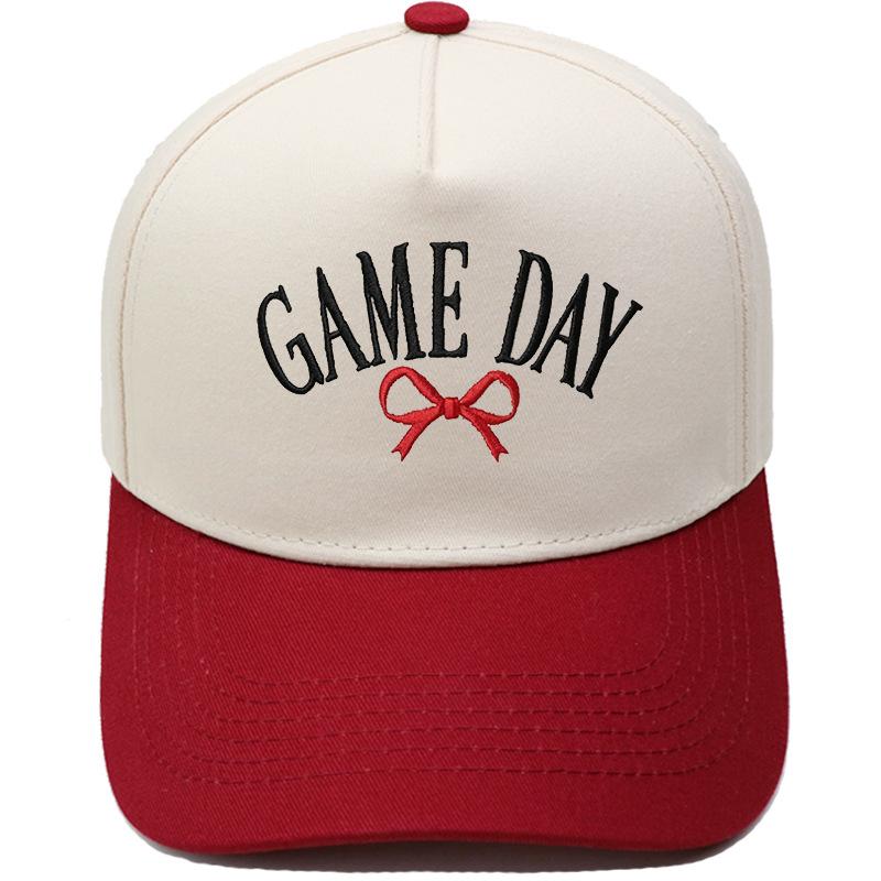 GAME DAY Bow Embroidery Color Matching Truck Hat Race Day Ladies Support Shade Dad Hat