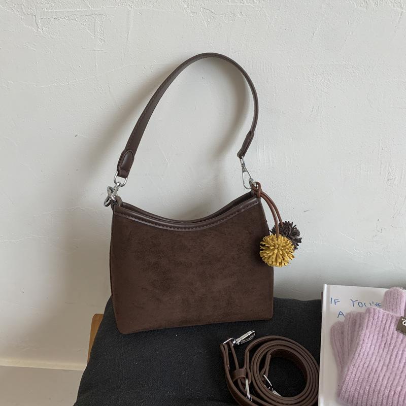 Suede Bag Women's Autumn and Winter New Versatile Messenger Bag Casual Niche Single Shoulder Underarm Bucket Bag