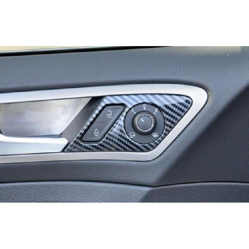 Inner Door Handle Panel Frame Trim 4PCS Carbon Fiber For VW Golf MK7 MK7.5 14-19