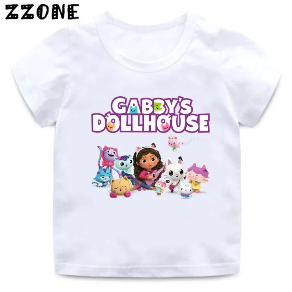 Girls Clothes Cute Gabbys Doll House Cartoon Kids Funny T-Shirts Baby Boys T Shirt Summer Short Sleeve Children Tops,ooo5456