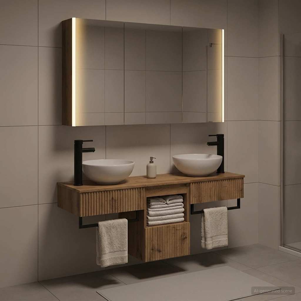 Bathroom Cabinet Set 4 pcs Artisan Oak 103.5 x 15.5 x 70 cm