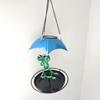 Solar Bird Feeder LED Light Outdoor Bird Feeder Frog or Dwarf Holding Umbrella Bird Feeder for Garden Backyard Decoration