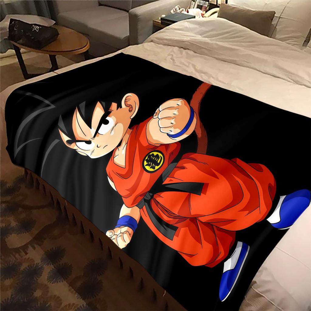 1PZ Coperta Morbida in Flanella con Stampa Carina di Son Goku, Alta Qualità per Tutte le Stagioni, Decorazione per la Casa, Calore e Comfort, Perfetta per Regali di Natale