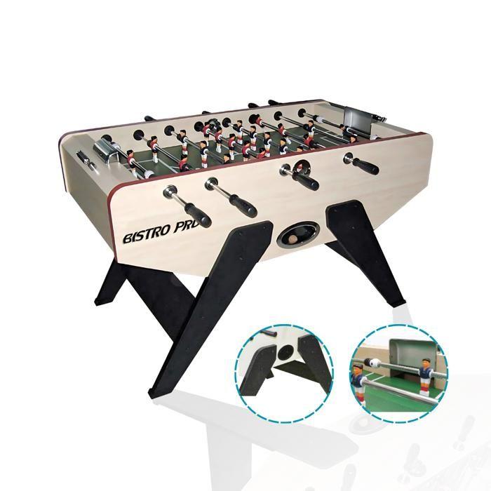 DEVESSPORT Baby-Foot Bistro-Pro Semi-Professionnel Barres Télescopiques, Design Moderne, Grand Taille 141cm, 2 Balles Incluses