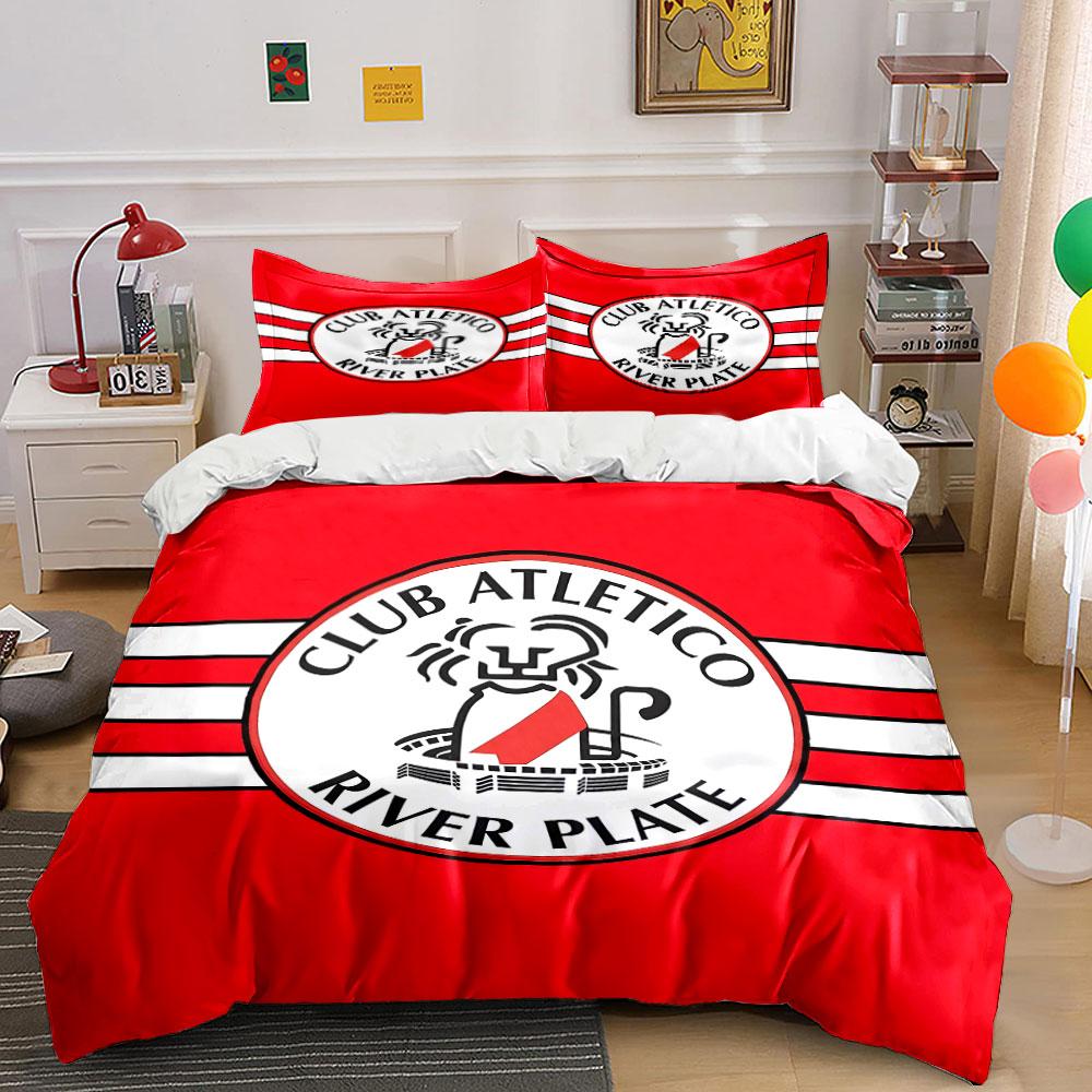 Red Club Atletico River Plate Set Bedding Duvet Cover Set Duvet Cover Pillowcases (1 * Duvet Cover 2 * Pillowcases, without duvet insert)